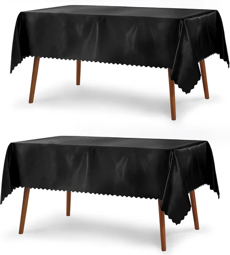 Vista 19 de P Pothuiny Paquete de 2 manteles cuadrados de satén beige de 54 x 54 pulgadas, manteles de satén superpuestos para decoración de mesa de tela suave