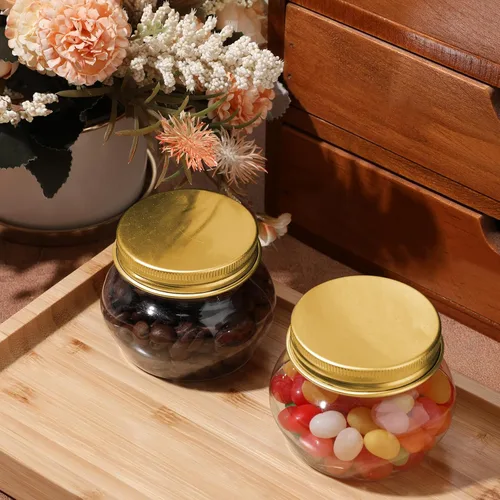 Vista 5 de Hsei 48 tarros de plástico transparente de 4 onzas con tapas de boca ancha, mini recipientes de almacenamiento a granel para hierbas, gelatina