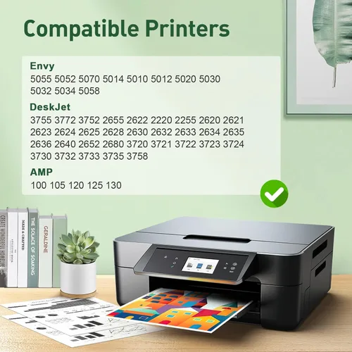 Vista 2 de KINGWAY Paquete de 2 cartuchos de tinta 65XL, color negro y negro para cartuchos de tinta HP 65 65XL, funciona para impresoras HP DeskJet 3755 3772