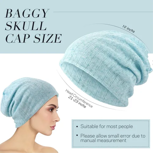 Vista 2 de Gorro holgado para mujer, 5 piezas, turbante, elástico, para el cáncer, gorros, bufanda para dormir