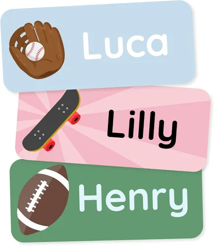 Vista 19 de Etiquetas de nombre personalizadas para niños (60) – Adhesivos personalizados impermeables y duraderos para ropa, guardería, oficina y suministros