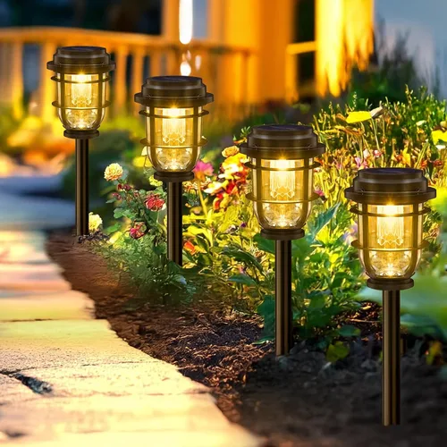 Vista 8 de Vuees Luces solares brillantes para camino al aire libre, paquete de 6 impermeables IP65, luces de jardín con encendido/apagado automático