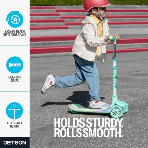 Vista 5 de Jetson Twee 3-Wheel Light-Up Kick Scooter, Kids’ Scooter with LavaTech Deck Lights, Adjustable Handlebar Height, 4.7-Inch Wheels, Ages 3+ Twee Verde