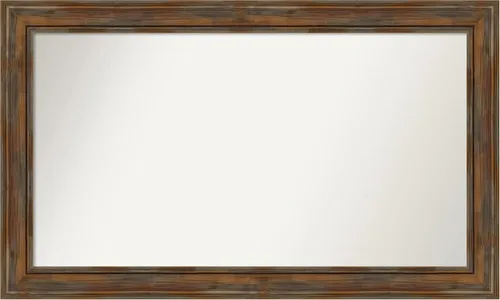 Vista 253 de Amanti Art Espejo de baño marrón para sobre fregadero, 26 x 26 pulgadas, espejo de tocador cuadrado marrón rústico Alexandria, marco de madera