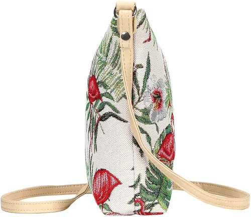 Vista 3 de Signare Tapiz pequeño bandolera para mujer con diseño de flamenco rosa y verde (Flang), Flamenco