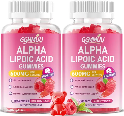 Vista 10 de Gomitas de ácido alfa lipoico 600 mg, sin azúcar, sabor frambuesa