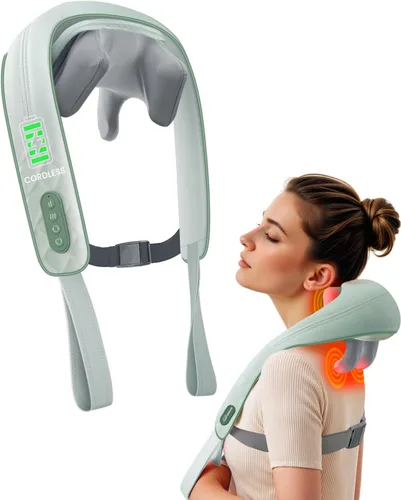 Vista 12 de Snailax Masajeador de cuello inalámbrico con calor, masajeador de hombros Negro