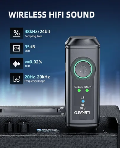 Vista 2 de LEKATO Receptor Bluetooth XLR, BT 5.3, 48 kHz/24 bits, adaptador Bluetooth inalámbrico para mesa de consola mezcladora, mezcladores de audio