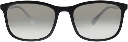 Vista 2 de Prada PS 01TS DG02B0 Gafas de sol rectangulares de plástico de goma negra Lente de espejo de plata, Caucho negro