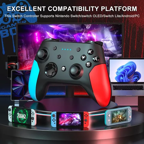 Vista 2 de Feirsh Switch Controller for Nintendo Switch, Wireless Switch Controller for Nintendo SwitchLiteOLED Controller with Dual Vibration, Gyro Axis