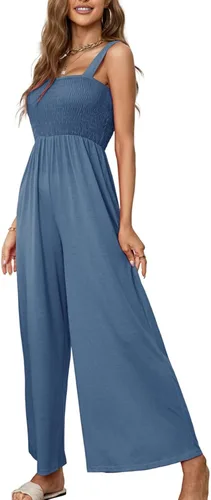 Vista 4 de Lu's Chic Enterizo para mujer, cuello en V, camisola de verano, bohemio, sin mangas, casual, playa