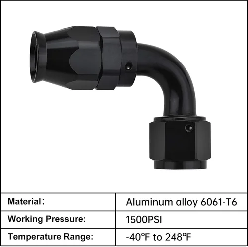 Vista 3 de EVIL ENERGY 6AN PTFE Extremo de Manguera de 90 Grados Negro para Manguera PTFE Solo 2 Piezas