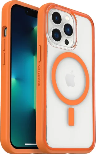 Vista 6 de OtterBox Funda transparente con borde de agarre colorido para iPhone 13 Pro (solamente) - Cristal negro (transparente/negro)