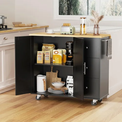 Vista 16 de JY QAQA Isla de cocina de 26 pulgadas con ruedas con armario de almacenamiento, armario de cocina con estantes, asa de carrito para toallero