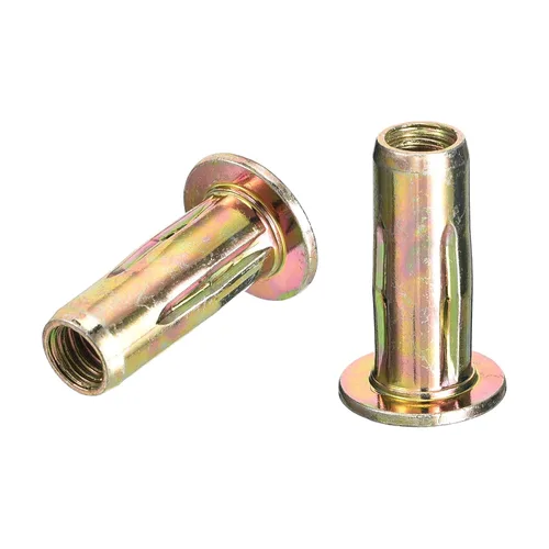 Vista 7 de uxcell Tuercas remachadoras multiagarre 1/4-20, 5 piezas de vástago preabombado cabeza plana roscada tuerca de inserción chapada en zinc dorado