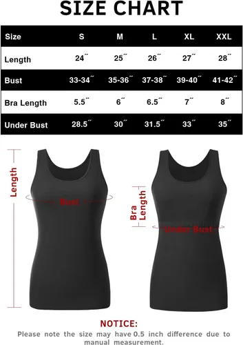 Vista 6 de AMVELOP Camisetas sin mangas para mujer, brasier integrado de algodón, brasier de estante, camisetas sin mangas en capas, paquete de 2 a 3