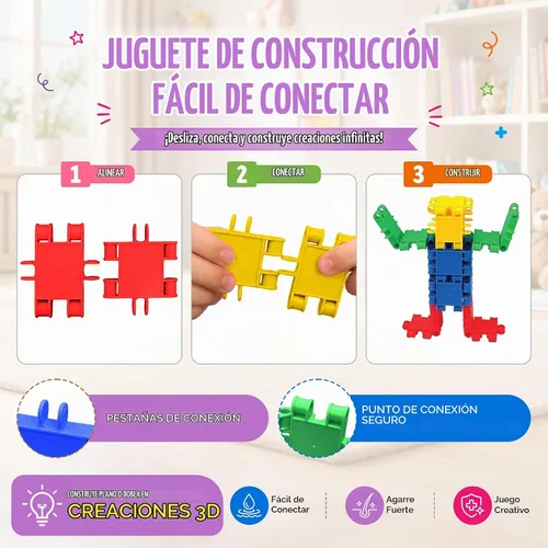 Vista 10 de Snapid Building Bricks - Juego de 400 piezas de juguetes de conexión, juego de bloques coloridos fuertes y duraderos con almacenamiento, bloques