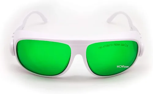 Vista 3 de MCWlaser Gafas de seguridad láser 190-470nm y 610-760nm para luz UV, azul, rojo rubí, verde, láser de picosegundo 405 nm, 445 nm, 450 nm, 635 nm