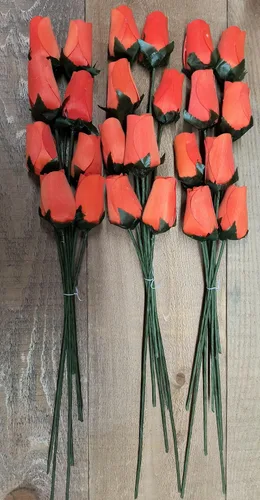 Vista 7 de 24 rosas de madera individuales azules con puntas azul oscuro