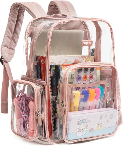 Vista 9 de J.CARP Mochila Transparente Resistente de Alta Capacidad, Bolsa Duradera y Transparente