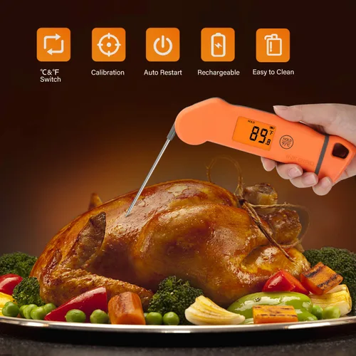 Vista 3 de Inkbird Termómetro recargable para carne IHT-1S, termómetro de carne de lectura instantánea, termómetro digital impermeable para cocinar alimentos