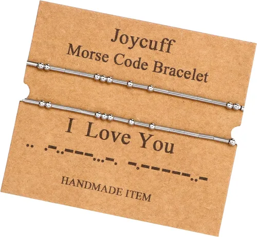 Vista 122 de JoycuFF Pulseras inspiradoras de código morse para mujeres, cuentas de plata, joyería con mantra de motivación, regalos para ella