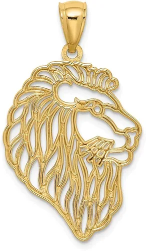 Vista 3 de Colgante de oro amarillo macizo de 14 quilates para hombre con forma de león con diamante