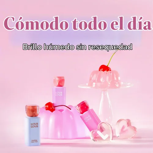 Vista 6 de LOVB LOVB Pudding Glow - Tinte de labios coreano, 0.14 onzas, 01 RED BERRY 01 Baya roja