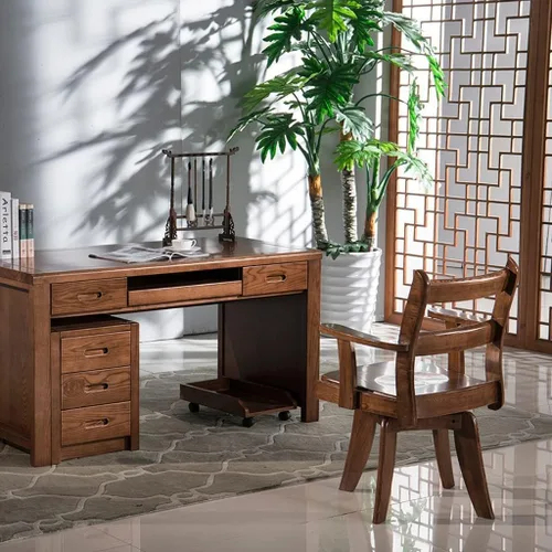 Vista 4 de Sillas de escritorio de oficina, silla de oficina de madera maciza, rotación de 360 grados, silla de escritorio con respaldo cómodo, silla