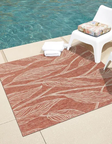 Vista 28 de Unique Loom Outdoor Botanical Collection Alfombra de área - Hoja (1.6 m x 2.4 m Rectangular, Carbón Marfil)