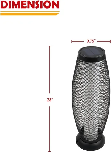 Vista 9 de Solar Yard Lámpara solar de pie para exteriores, pantalla de alambre de metal, linterna LED moderna parpadeante para exteriores, resistente a