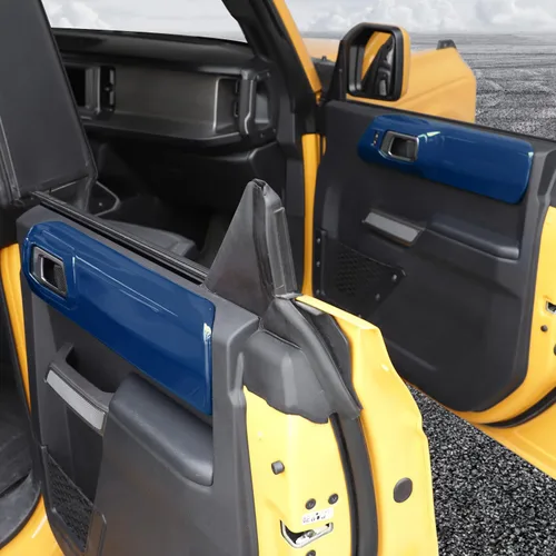 Vista 7 de Cubierta de panel de manija de puerta interior compatible con Ford Bronco 2021-2024+ 4 puertas (azul)