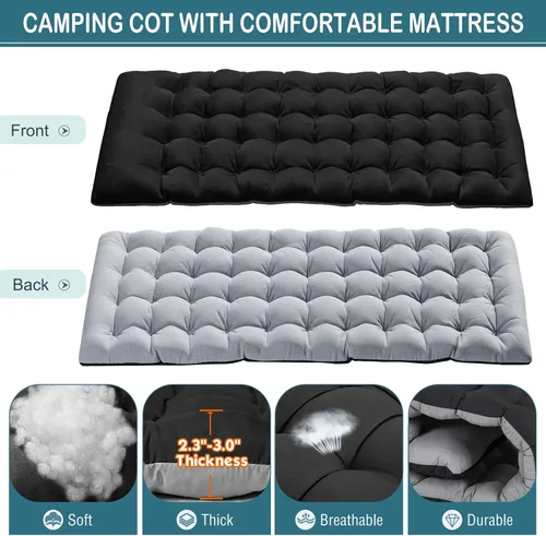 Vista 6 de NAIZEA Catre plegable de camping con alfombrilla para adultos, silla de descanso ajustable al aire libre, cama de dormir resistente, catres de Silla