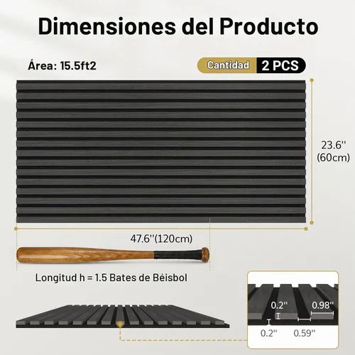 Vista 3 de TONOR Paneles de pared de madera para decoración de paredes interiores, paquete de 2 unidades de 47.2 x 23.6 pulgadas