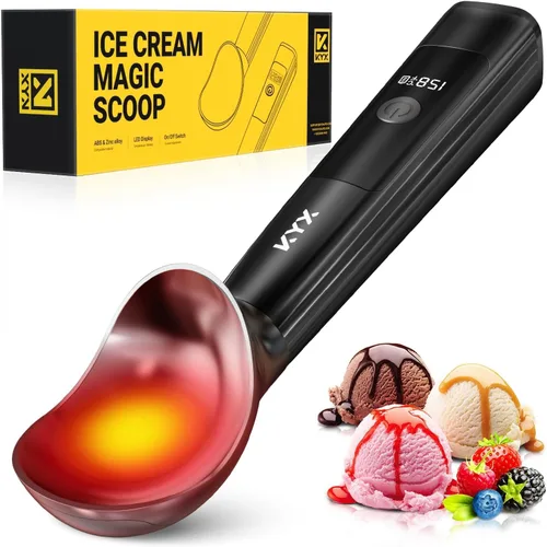 Vista 11 de KYX Cuchara de helado calentada recargable, cuchara eléctrica para helado Blanco