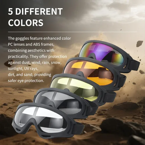 Vista 3 de 13 gafas de motocross para hombres, 5 gafas de motocross con protección UV y 8 máscaras faciales transpirables para motocicleta todoterreno