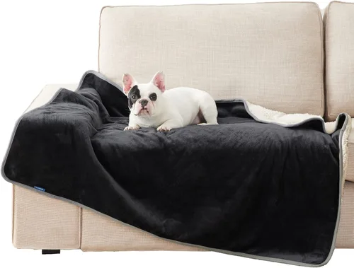 Vista 39 de Bedsure - Mantas impermeables para perros pequeños - Manta de felpa de sherpa con impresión suave lavable para perros y gatos, protector de muebles
