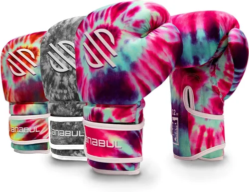 Vista 6 de Sanabul Guantes de boxeo Funk Strike Tie Dye con gel para hombres y mujeres, guantes de kickboxing y Muay Thai elegantes y protectores