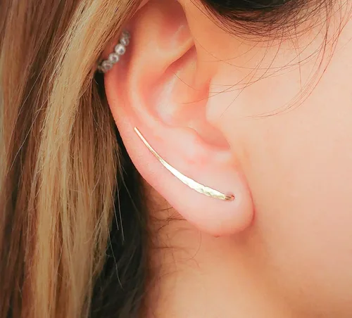 Vista 4 de Pendientes trepadores largos con relleno de oro para escaladores