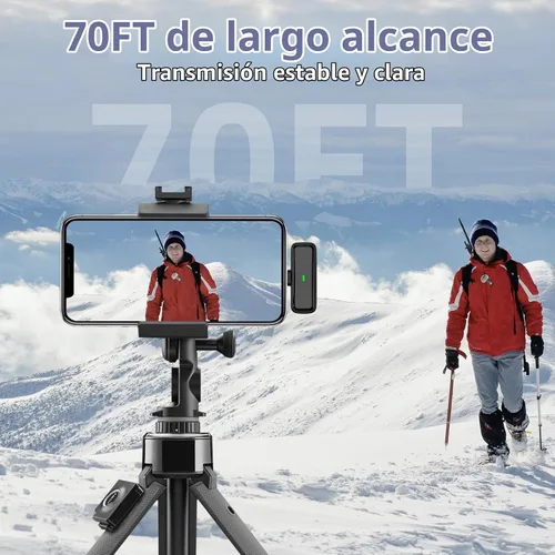 Vista 4 de NPTCL 2 en 1 Micrófono de solapa inalámbrico Lavalier para iPhone iPad