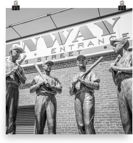 Vista 2 de 8x12 Inch Canvas Print: Fenway Park Wall Art, Bronze Statues Print, Boston Home Decor, Baseball Ballpark Picture, Living Room Artwork, Sports Gift