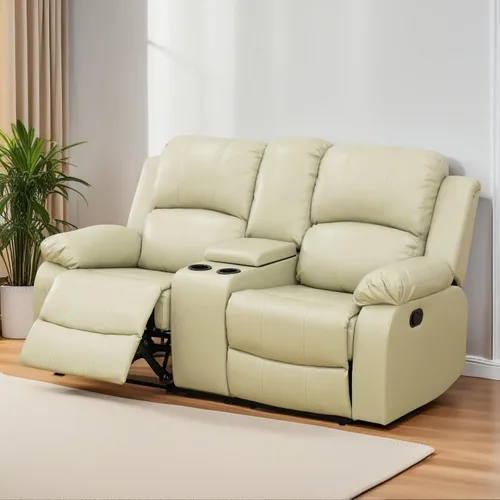 Vista 43 de Juego de sala de Estar reclinable de 3 piezas, juego de sofá reclinable Manual para conjunto de muebles de sala de Estar, con consola de Rojo