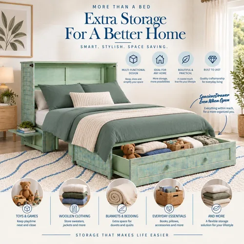 Vista 11 de Night & Day Muebles Poppy Skye con colchón Murphy Cabinet Bed, Queen