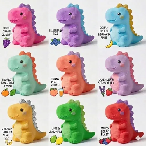 Vista 2 de Paquete de 9 bombas de baño de dinosaurios con juguetes sorpresa