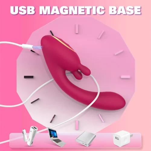 Vista 5 de Vibrador de juguetes sexuales para mujeres, consolador de juguete rosa con 9 modos de vibración y 9 modos de amasamiento, herramienta para adultos