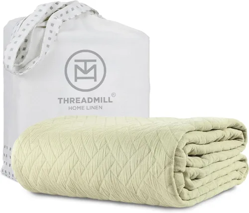 Vista 11 de Threadmill Mantas de algodón de lujo para cama de tamaño Queen Manta de tamaño Queen 100% algodón para todas las estaciones Aster Jacquard