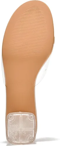 Vista 7 de Cape Robbin Tacones transparentes de bloque bajo para mujer, sandalias transparentes con punta abierta redonda (Anjelic)