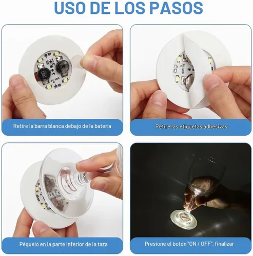 Vista 3 de 12 posavasos LED para bebidas, botella de posavasos de barra LED, etiqueta Posavasos para botellas de licor perfecto para fiestas, bodas, bar Azul
