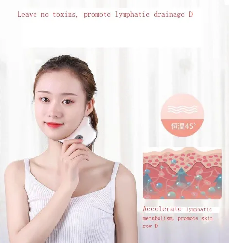 Vista 4 de Gua Sha - Herramienta de masaje para raspar con borde ultra liso, placa de raspado de microcorriente, placa de raspado facial vibrante, masajeador