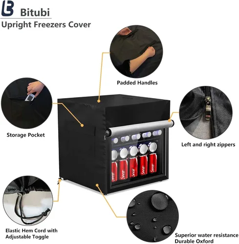 Vista 3 de Bitubi Funda para refrigerador de bebidas, cubierta para refrigerador al aire libre, impermeable, a prueba de polvo, a prueba de sol, 17 pulgadas